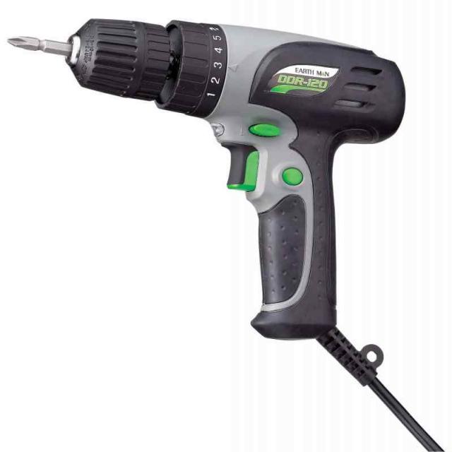 高儀 AC100V ドリル&ドライバー DDR-120 EARTH MAN 穴あけ ねじ締め ゆるめ 無段変速 トルク切替 クラッチ 5段階 ドリルモード 工具不要でビット交換 LEDライト 電源コード 1.5m たかぎ