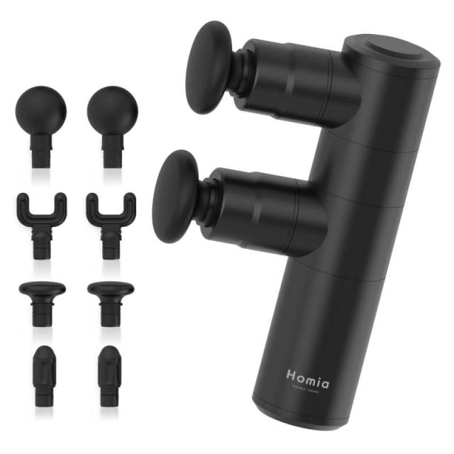 Homia DOUBLE SWORD 筋膜リリースガン ハンディガン ボディケア フェイスケア 筋肉ほぐし 振動 肩 腰 足 ギフト プレゼント ホーミア ダブルソード (Homia DOUBLE SWORD) (ブラック)