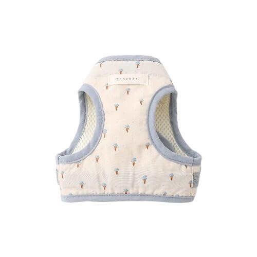 monch?ri モンシェリ 犬 ハーネス 冷感アイスクリーム柄ハーネス+リードSET (L, BLUE)
