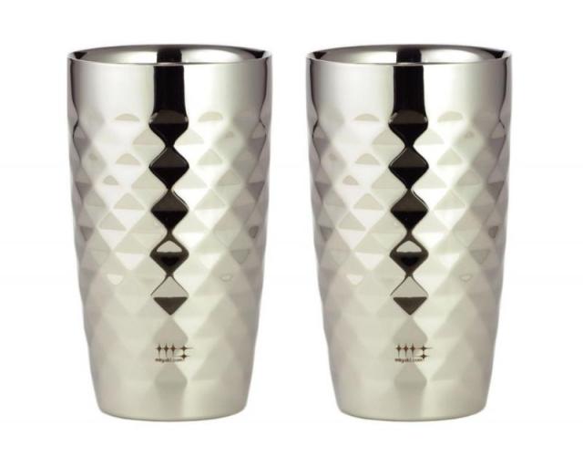 ヨシカワ 日本製 タンブラー ステンレス シルバー 磨き屋シンジケート (370ml 2P, タンブラー (ダイヤモンドカット))