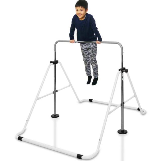 RiZKiZ 鉄棒 室内 子供 折りたたみ鉄棒 耐荷重100kg SGマーク 家庭用 トレーニング 子ども 逆上がり ぶら下がり てつぼう 練習 折り畳み 男の子 女の子 保育園 幼稚園 小学校 室内遊具 (ホワイト)