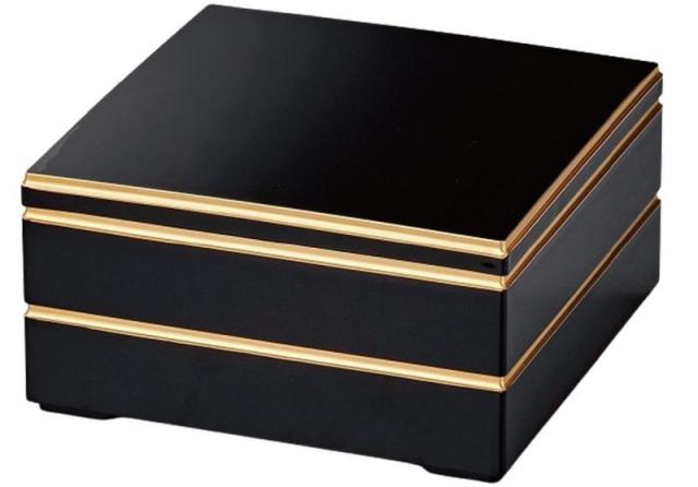 J-kitchens 重箱 2段 9.5寸 校倉 お重箱 黒渕金 28.5cm x 28.5cm x 14.5cm 日本製