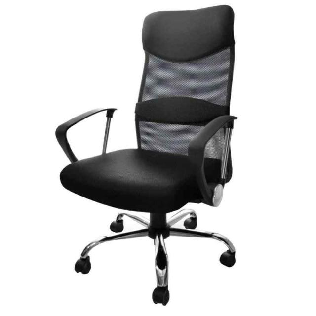 タンスのゲン オフィスチェア【床傷防止PUキャスター】腰楽ランバーサポート ハイバック ロッキング メッシュ チェア デスクチェア 椅子 イス 65090108 31500015 (ブラック, 固定式アームレスト)