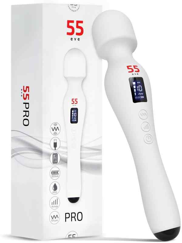 55evePRO コードレス最強クラス17,000rpm 液晶搭載プロスペック仕様 日本ブランド 4×10種振動 防水 シリコン素材 White