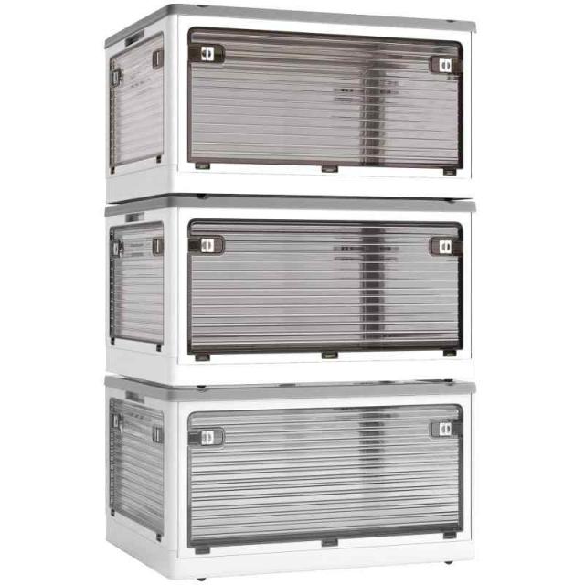 X XUNTAO【新昇級 収納ボックス 折りたたみ】蓋付き 積み重ね 全方向から取り出せる 収納ケース 衣類 布団 おもちゃ 小物 収納 折り畳み コンテナ ボックス 大型 プラスチック キャスター付き おしゃれ 組立簡単 多機能 防塵 防カビ 防湿 無臭の通販は