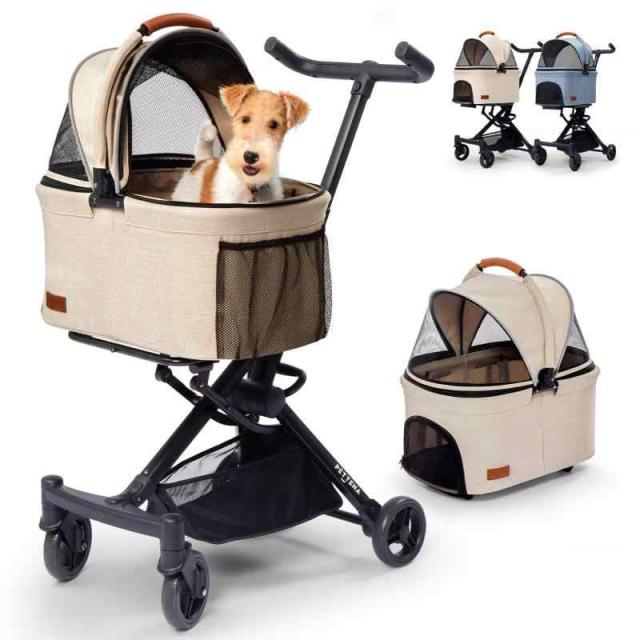 最終セール✨分離式2WAYペットカート 軽量4輪ブルー♡4輪360°回転犬猫