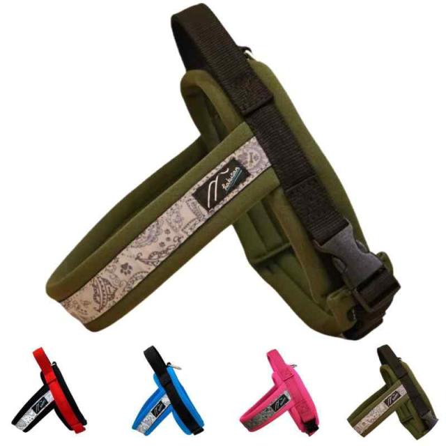 [ハクサン] オリジナルハーネス ジャストフィットドラゴンハーネス (ブラック×カーキ, サイズ1)