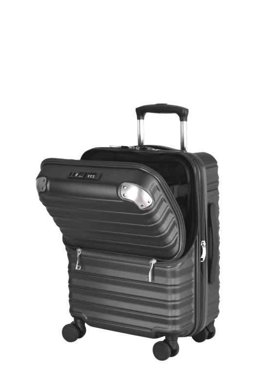 [アクタス] キャリーケース スーツケース ジッパー 機内持ち込みサイズ フロントオープン ハーフオープン フリーズ ストッパー付き 拡張機能付き 35(拡張時43) L 43L (マットブラック, Sサイズ/機内持込(3~5泊))
