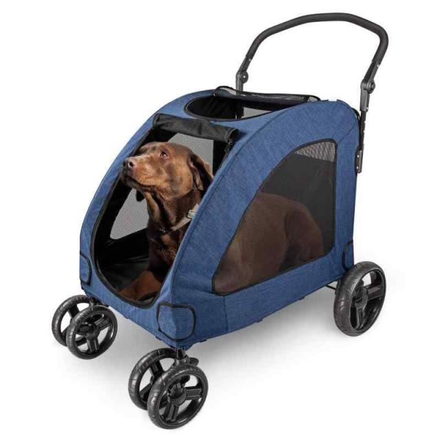 WOOCE ペットカート 犬用 キャリーカート ペットバギー 折りたたみ式 大型犬 多頭中小型犬 犬用 猫用 ドッグカート (ブルー)