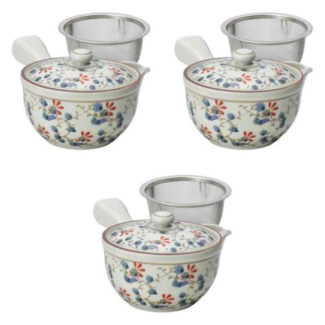 3個セット 錦草花U付雀口中急須 [ 10.5×8cm200？ ] | 有田焼急須 有田焼 セトモノホンポ(Setomonohonpo)