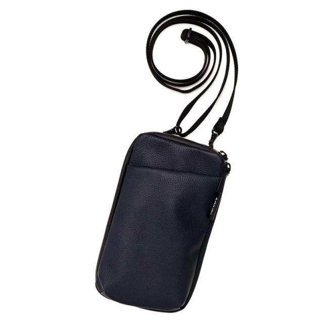 アジリティアッファ(AGILITY affa)『パークポシェットL』スマホショルダーバッグ メンズ スマホショルダーポーチ A6 長財布 ミニバッグ スマホバッグ 革 撥水 (ネイビー)