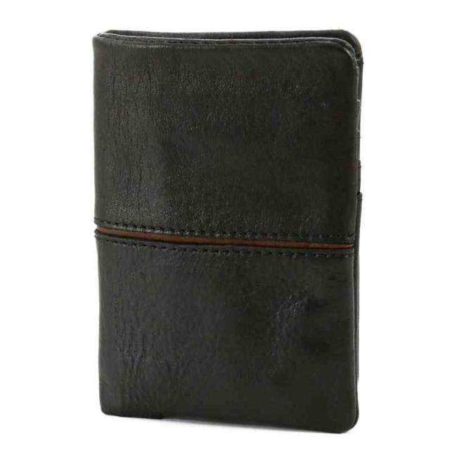 [バギーポート] 小銭入れ付き 二つ折り財布 本革 フルクロームツートン メンズ BP-HRD411 (ブラック/ブラウン)