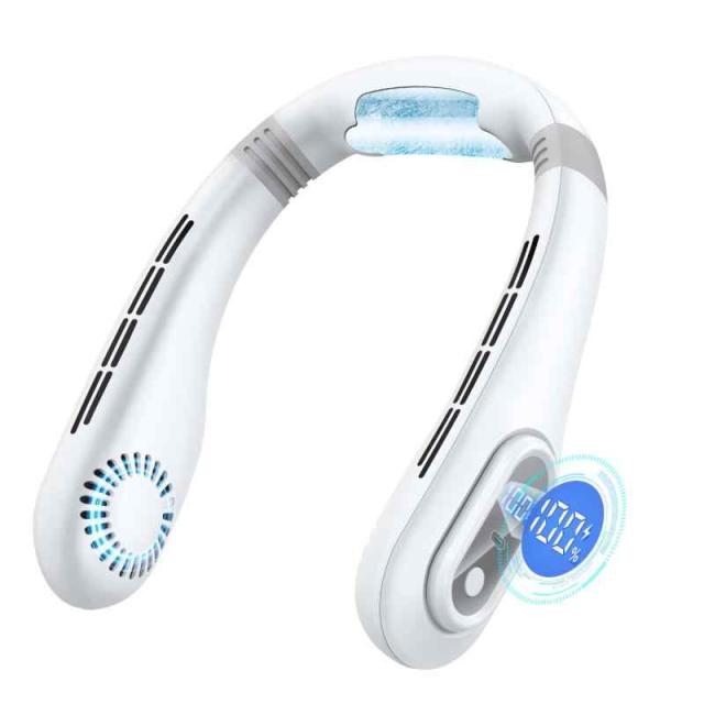 首掛け扇風機 ネッククーラー 【2024夏新開発 ネックファン&LCD液晶ディスプレイ表示】 冷感プレート付き 携帯扇風機 扇風機 羽なし 急速冷却 U型首掛け扇風機 15db静音 3段階風量調整 Type-C急速充電 首掛けクーラー ？力送風 軽量 くび