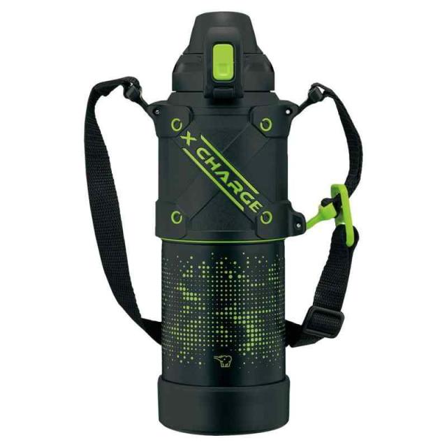 象印マホービン(ZOJIRUSHI) 水筒 シームレスせん スポーツタイプ 大容量 1.0L 直飲み ステンレスクールボトル ライムブラック せんとパッキン一体化 お手入れ簡単 洗う点数2点のみ SD-HA10-BG