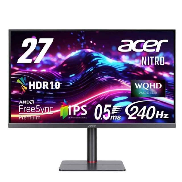 Acer ゲーミングモニター Nitro 27インチ IPS 非光沢 WQHD 240Hz 0.5ms DeltaE2 高さ調整 HDMI2.0 DisplayPort スピーカー ヘッドホン端子 PC PS5 Xbox X|S VESAマウント対応 XV