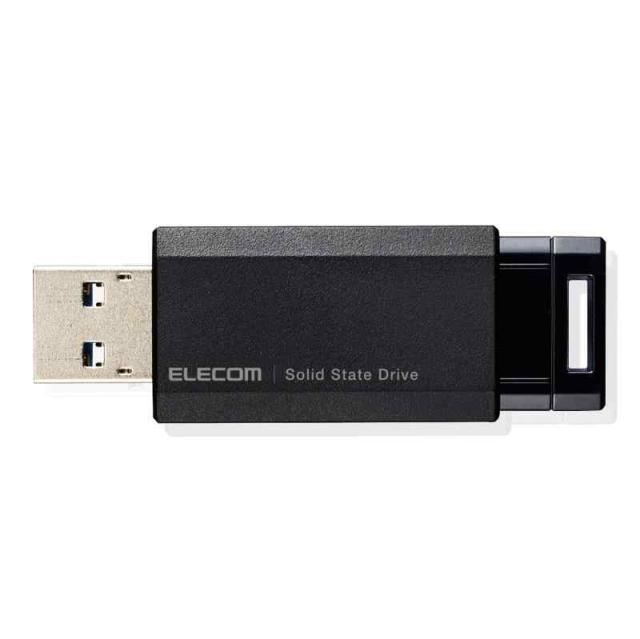 エレコム 外付けSSD USB3.2(Gen2) PS5/PS4(メーカー動作確認済) ノック式 (1000GB, ブラック)