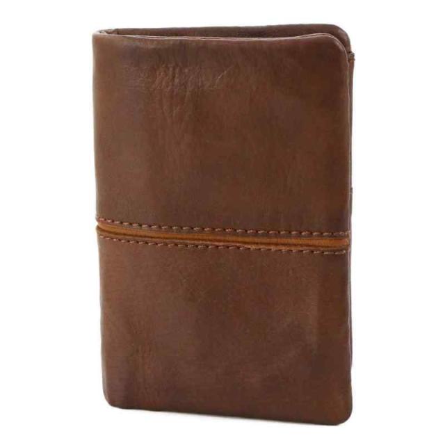 [バギーポート] 小銭入れ付き 二つ折り財布 本革 フルクロームツートン メンズ BP-HRD411 (ブラウン/キャメル)