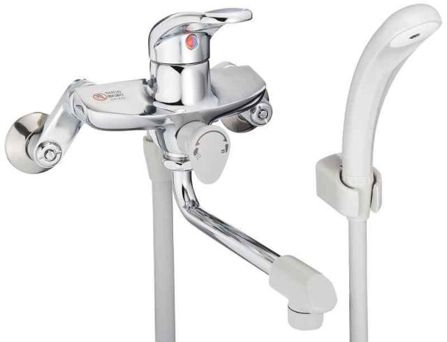 SANEI(サンエイ) シングルシャワー 混合栓 浴室用 壁付き 2穴 ホース長さ1.6m パイプ170ｍｍ リングレバー 蛇口 浴室水栓 CSK1710D