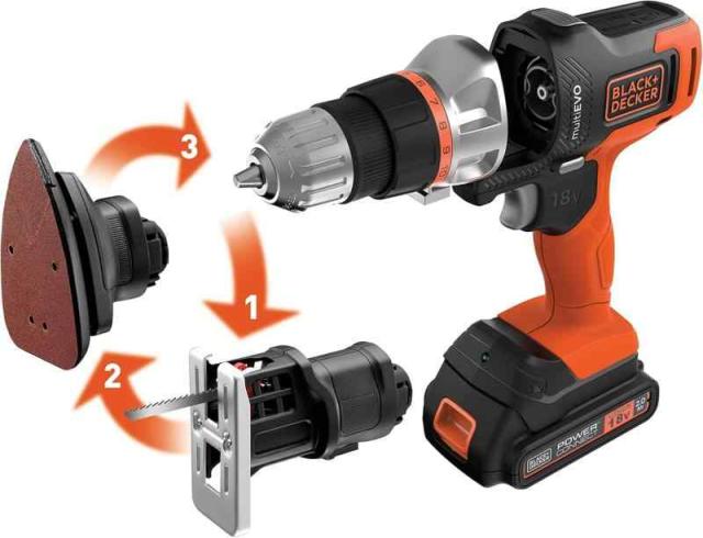 ブラックアンドデッカー(BLACK+DECKER) コードレス マルチツール 3in1 multievo EVO185B1 DIY 電動工具 穴あけ 締付工具 ドリルドライバー ジグソー サンダー 18V 2.0Ah ビット 11種 バッテリー 2個 専用 15,052円