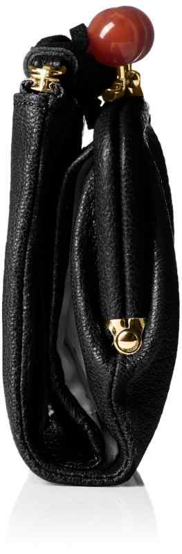 [ペルケ]アクリル玉がま口2つ折り財布 (BK)