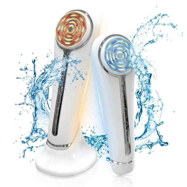 【2025年新モデル】 美顔器 RF美顔器 イオン導入 超音波美顔器 EMS 微電流 4色LED 光エステ 1台多役 イオン美顔器 5種類モード 3段階レベル 超音波振動 肌ケア 口元ケア フェイスケア 多機能美容器 目元ケア 温冷ケア 冷感機能 USB充