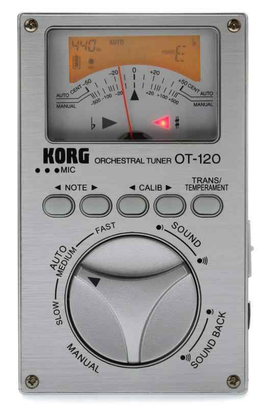 KORG クロマチックチューナー 針式メーター OT-120 吹奏楽 ブラスバンド オーケストラ どんなコンサート・ピッチにも対応 100時間連続稼働 ソフトケース付属