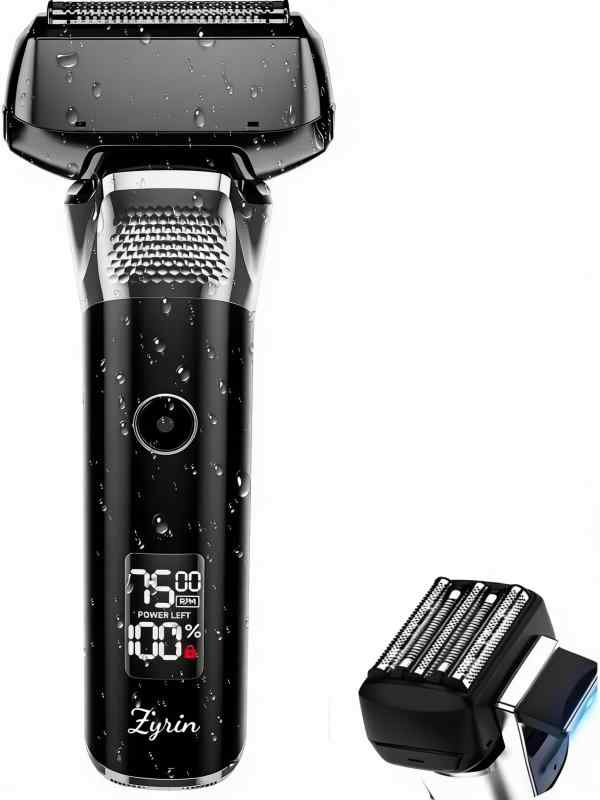Zyrin 5枚刃 往復式 シェーバー メンズ ひげそり電動シェーバー 電気シェーバー 髭剃り 深剃り対応 360°フレックスヘッド 高速モーター搭載 ロック機能付き 自動研磨機能 大型LED画面 残量表示 IPX7防水 乾湿両用 低騒音 Type-C充電