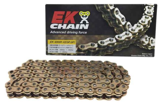 EK(イーケー) QXリングシールチェーン 520SR-X2 ゴールド (110L セミプレスクリップジョイント)