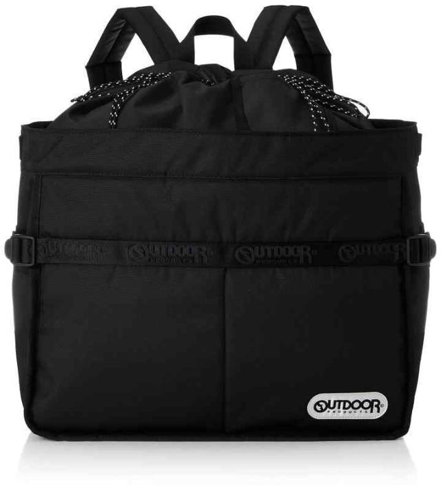 [アウトドアプロダクツ] リュック エコバッグ レジカゴ対応型 大容量 軽量 バスケット 抗菌 保冷剤ポケット BLACK1(オールブラック)