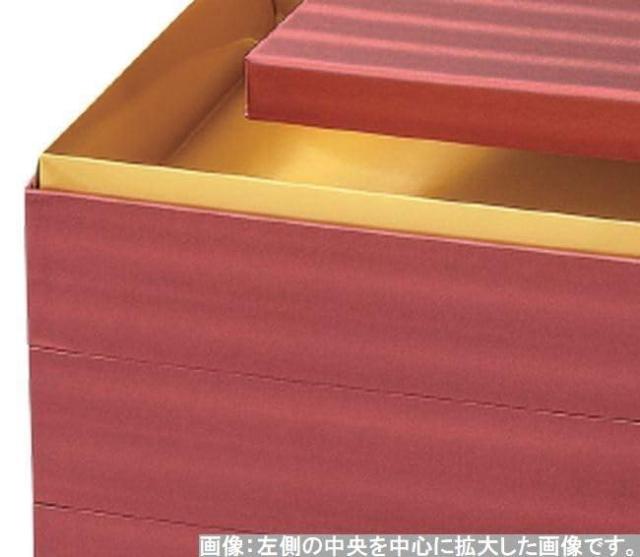 J-kitchens 重箱 3段 7寸 和 紙 お重箱 小波金 22.0cm x 22.0cm x 17.6cm 日本製 ｜J-kitchens 御節重箱 日本製 3段 7寸 和 紙 小波黒 22.0cm x