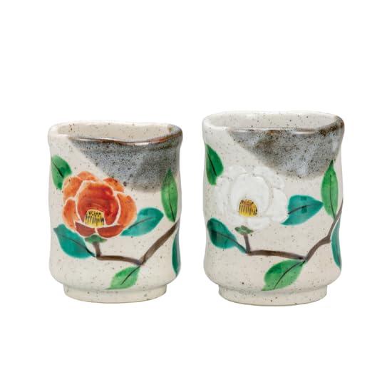 九谷焼いわたや『九谷焼』組湯？ 紅白椿 K8-698