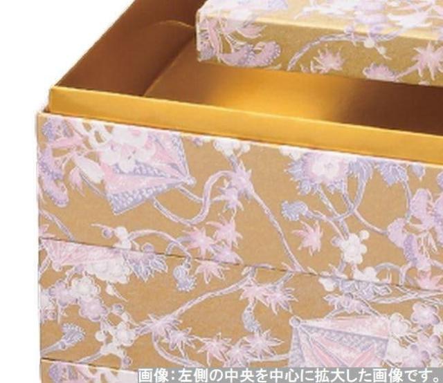 J-kitchens 日本製 重箱 3段 6.5寸 友禅和 紙 重金舞扇 20.0cm x 20.0cm x 17.6cm_1