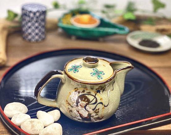 百華園 九谷【急須】小 風神雷神 裏絵 陶器 250ml 単品