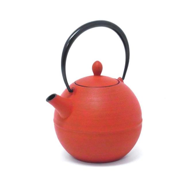 南部鉄器 日の丸 鉄急須 600cc 茶漉し付き 茜・10283