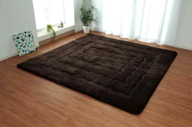 イケヒコ ラグ カーペット 正方形 大判ドーク 敷 ブラウン 約220×220cm ふっくら #5996919