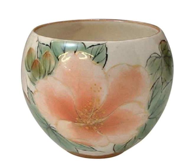 京焼 清水焼 陶あん窯 お茶呑茶碗 (化粧箱入) 花揃え(芙蓉) ahs-12