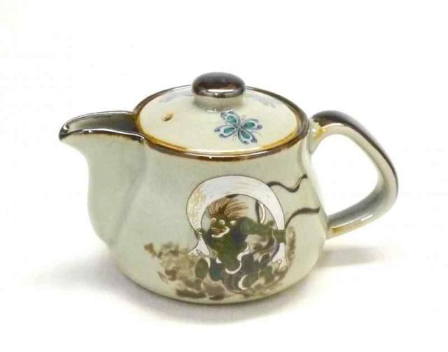 百華園 九谷【急須】小 風神雷神 裏絵 陶器 250ml 単品