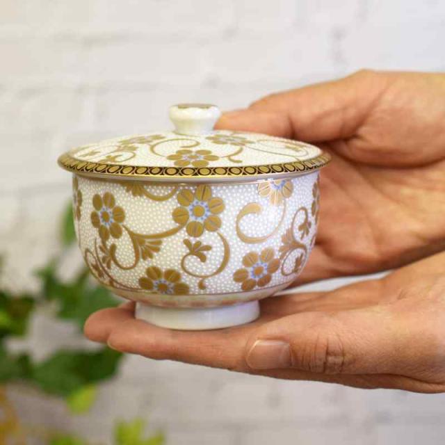 九谷陶和 蓋付き湯のみ 5客セット レトロ 送料無料】 蓋付夫婦