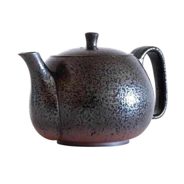 鉄瓶9型 姥口アラレ 直火専用 1100ml（1.1L） ( 岩鋳 やかん 湯沸かし てつびん 白湯 おすすめ 南部鉄器 結婚 出産 内祝い 引き出物 金婚式 ) 岩鋳 Iwachu 鉄瓶 9型平丸アラレ 黒焼付（釜焼） 1.1L 直火