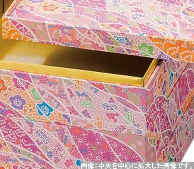 J-kitchens 御節重箱 日本製 3段 8.5寸 Vカット 紙 新幸せ結び 25.1cm x 25.1cm x 11.9cm_2