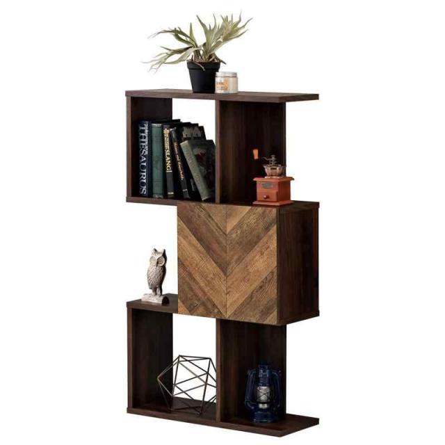 萩原 ディスプレイラック 本棚 扉 付き 収納 木目調