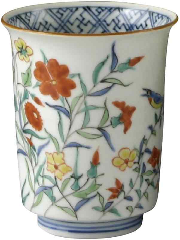 京焼・清水焼 組湯呑 色彩花鳥(しきさいかちょう) 鳳山 UFM677 磁器 京焼・