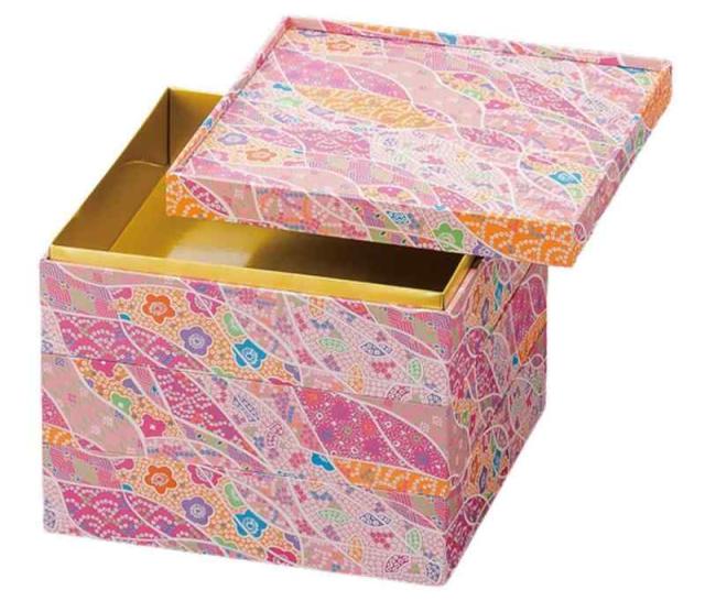 J-kitchens 御節重箱 日本製 3段 8.5寸 Vカット 紙 新幸せ結び 25.1cm x 25.1cm x 11.9cm