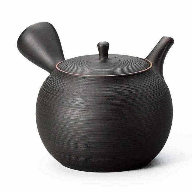 ヤマキイカイ(Yamakiikai) 茶っ切り急須 玉光作 黒千段ライン 17×14×11cm Y321