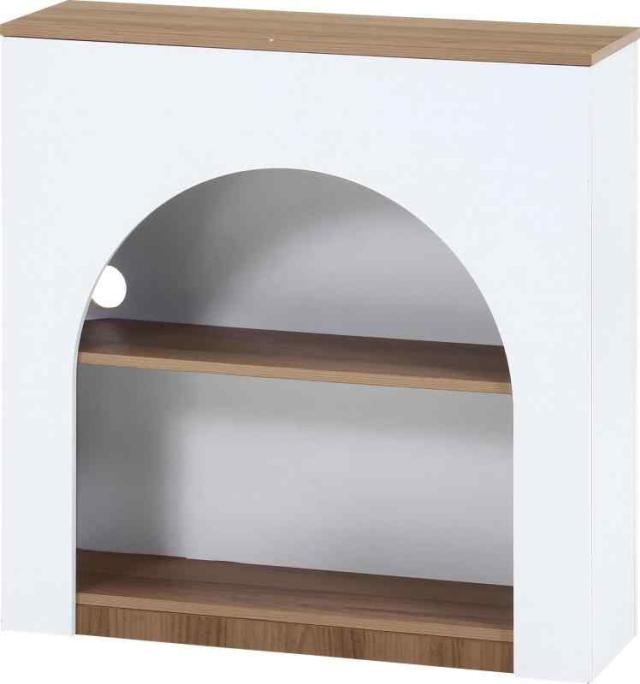 不二貿易 マントルピース 韓国インテリア 幅80×奥行25×高さ80cm ナチュラル／ホワイト ラック ディスプレイ 収納 スリム Chamill 85858