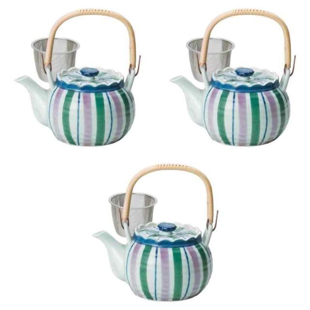 3個セット 三色十草U付8号土瓶 [ 16×12？1350？ ]