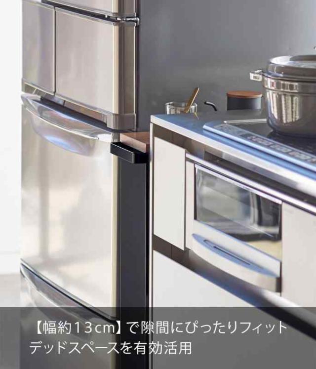 山崎実業(Yamazaki) ハンドル付き スリムワゴン ブラック 約W13×D47.5×H80.5cm タワー tower 【本体完成品:キャスターのみ取付け】 キッチンワゴン 3628_2
