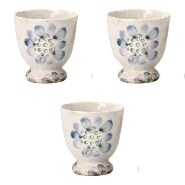 3個セット 透し花高台湯呑（大） [ 7.8×8？(180？) ] | 湯呑 陶器（土物） セトモノホンポ(Setomonohonpo)