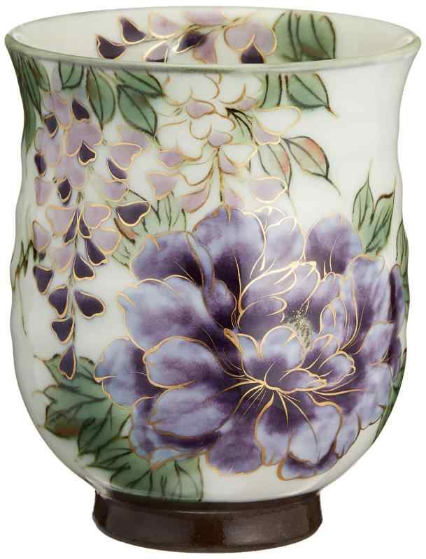 京焼 清水焼 陶あん窯 湯呑 京焼 清水焼 陶あん窯 湯呑 小 花結晶 (白) トウア169-02 (紫草花, 大)