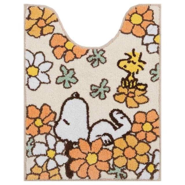 センコー(Senko) スヌーピー 花いっぱい トイレマット 約80×60cm オレンジ キャラ アニマル 66936